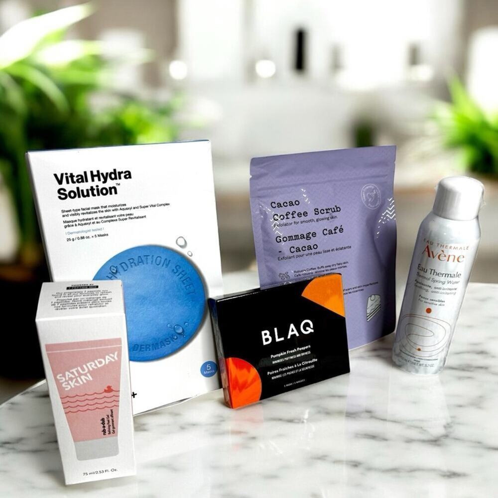 (5) Bundle Skincare Hydration Glow Dr. Jart Saturday Skin Frank Body BLAQ Avène